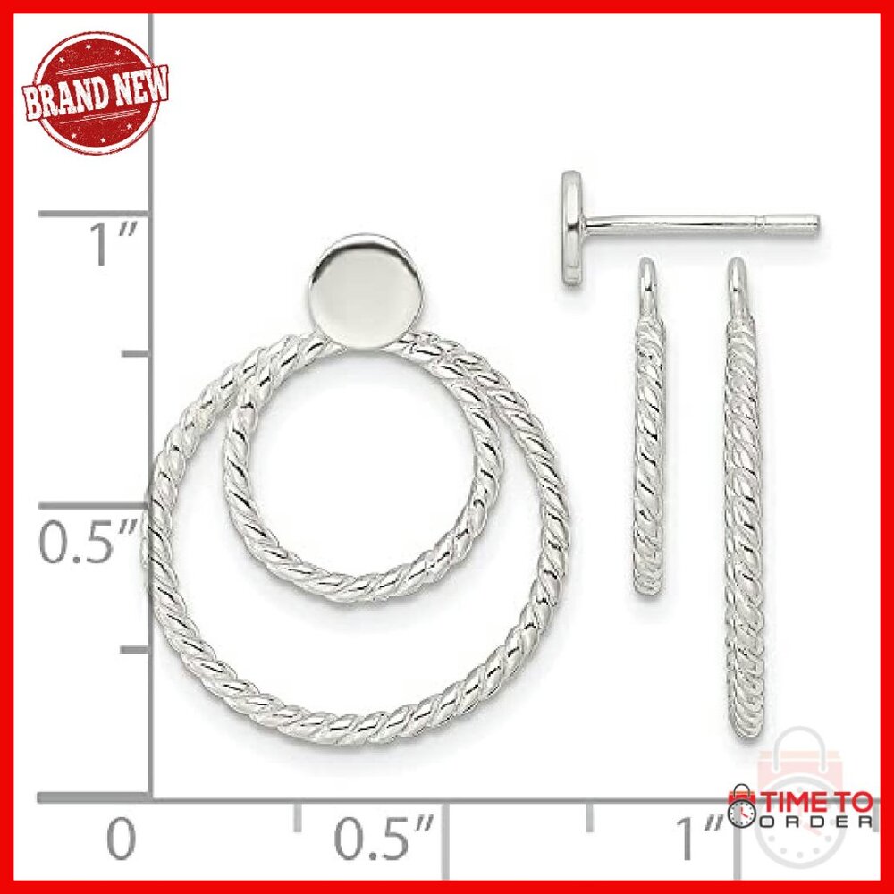Sterling Silver Twisted Circle Jacket Earrings Po… - image 5